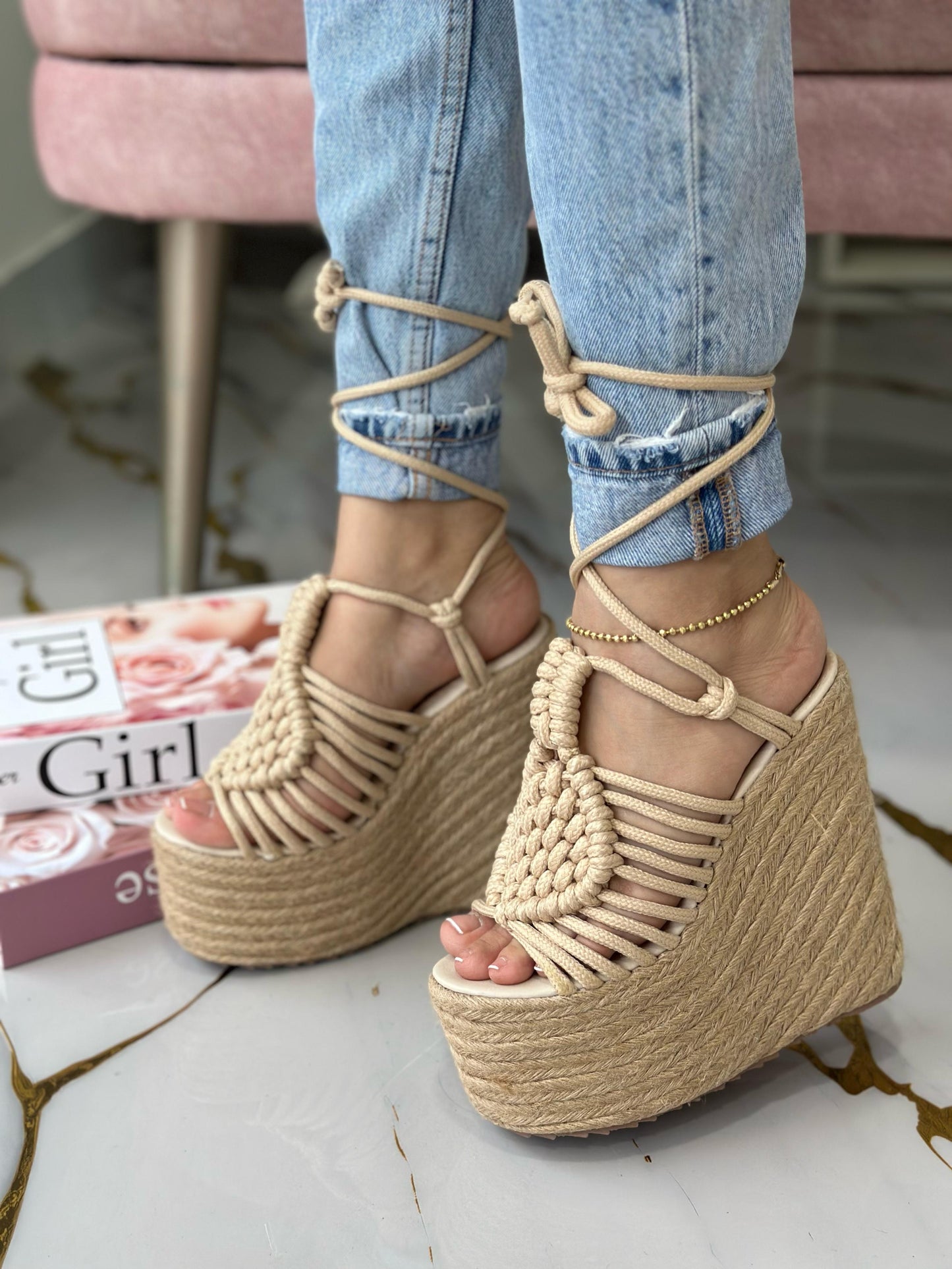 Plataforma tejida beige Rf 26